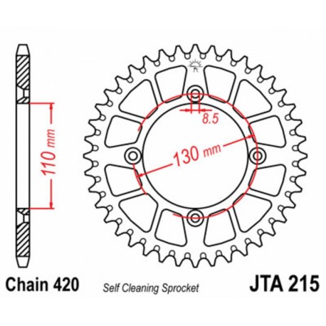 Couronne JT SPROCKETS aluminium Ultra-Light anti-boue 215 - 420