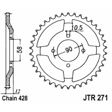 Couronne JT SPROCKETS acier standard 271 - 428