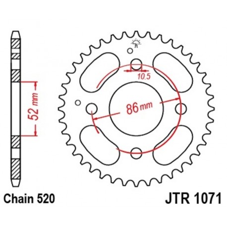Couronne JT SPROCKETS acier standard 1071 - 520