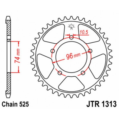 Couronne JT SPROCKETS acier standard 1313 - 525