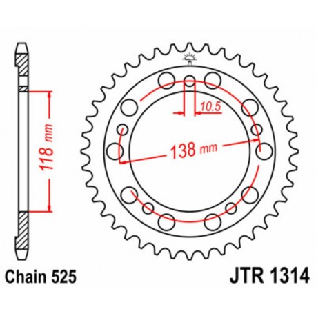Couronne JT SPROCKETS acier standard 1314 - 525