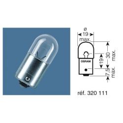 Ampoule 12V-10W / GRAISSEURS CULOT BAU15S ORANGE