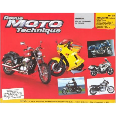 REVUE MOTO TECHNIQUE HONDA VT600 SHADOW 1988-1994 et TRIUMPH 750/900