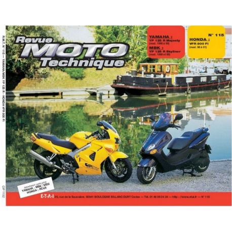 REVUE MOTO TECHNIQUE HONDA VFR800FI 1998-2001 et YAMAHA YP125R MAJESTY 1998-1999 MBK YP125R SKYLINER 1998-1999