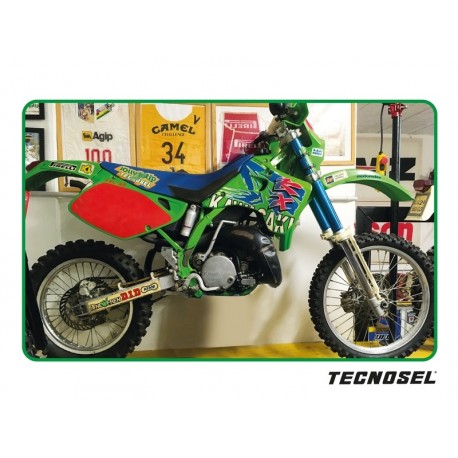 Kit déco complet avec housse de selle TECNOSEL Team KAWASAKI 1993 KX 125 KX 250