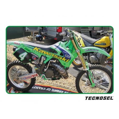 Kit déco complet avec housse de selle TECNOSEL Team réplica KAWASAKI 1998 KX 125 KX 250