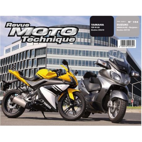 REVUE MOTO TECHNIQUE YAMAHA YZF 125 2008-2009 et SUZUKI 650 BURGMAN 2007-2009