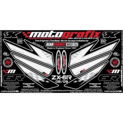 Kit déco arrière MOTOGRAFIX blanc Kawasaki ZX6R Ninja 2009-2011