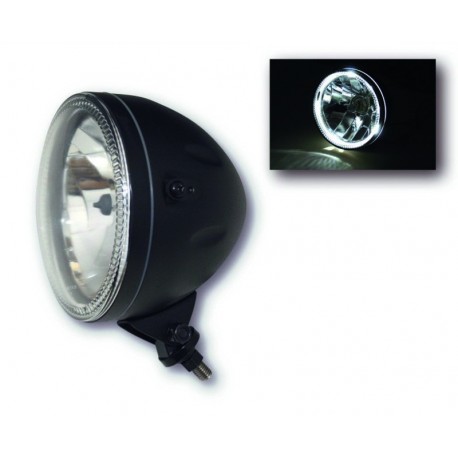 Feux avant moto 146mm H4 avec contour à leds fixation bas