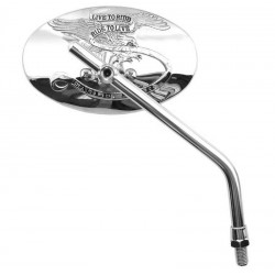 Rétroviseur moto custom universel live to tide oval chromé