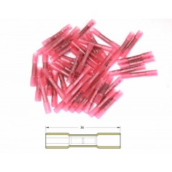 Bout à bout à sertir thermorétractable BIHR Ø05/15mm²  50pcs transparent rouge
