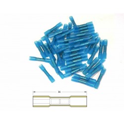 Bout à bout à sertir thermorétractable BIHR Ø15/25mm²  50pcs transparent bleu