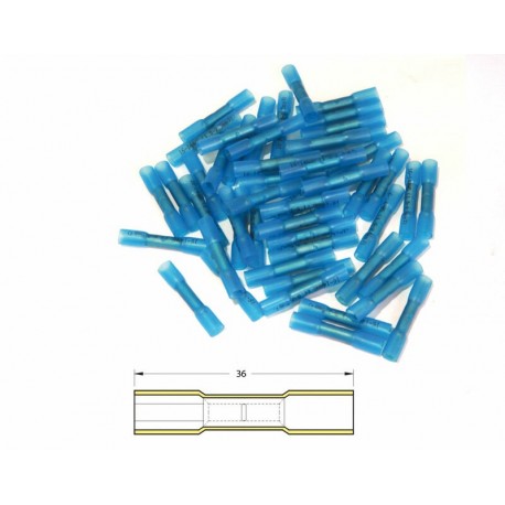 Bout à bout à sertir thermorétractable BIHR Ø15/25mm²  50pcs transparent bleu