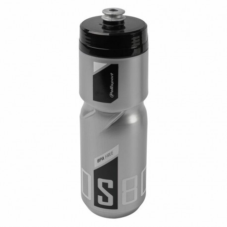Bidon POLISPORT 800ml S800 argent/noir/blanc bouchon à visser