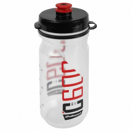 Bidon POLISPORT 600ml C600 clair/noir/rouge bouchon à clipser