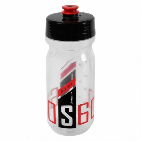 Bidon POLISPORT 600ml S600 clair/noir/rouge bouchon à visser