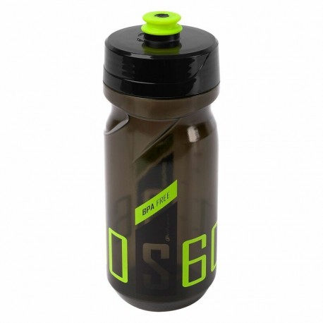 Bidon POLISPORT 600ml S600 clair noir/Lime vert bouchon à visser