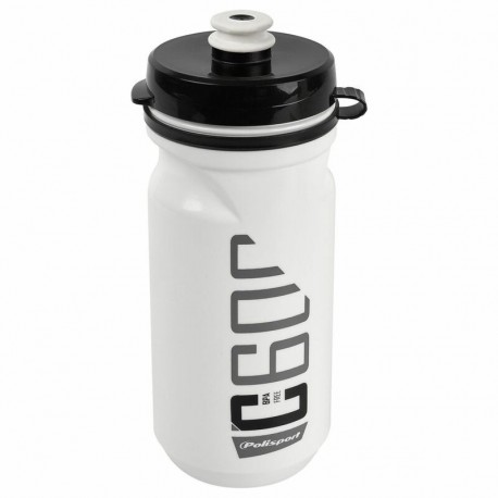 Bidon POLISPORT 600ml C600 blanc/noir bouchon à clipser