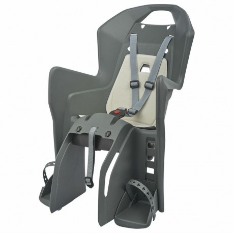 Siège de vélo arrière POLISPORT Koolah CFS fixation portebagages  gris charbon/beige
