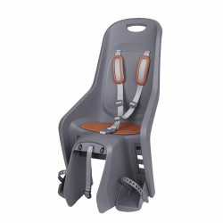 Siège de vélo arrière POLISPORT Bubbly Maxi Plus CFS fixation portebagages  gris charbon/marron