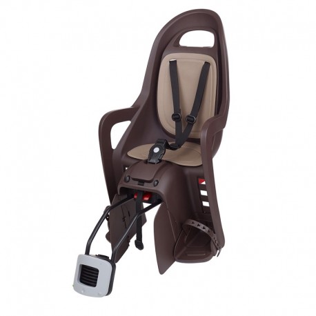 Siège de vélo arrière POLISPORT Groovy RS+ fixation cadre  brun foncé/brun
