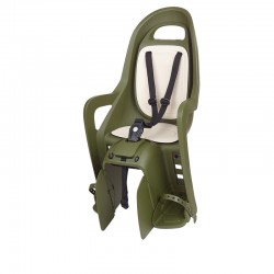 Siège de vélo arrière POLISPORT Groovy Maxi CFS fixation portebagages  vert foncé/crème