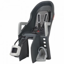 Siège de vélo arrière POLISPORT Guppy Maxi+ FF fixation portebagages  gris foncé/argent