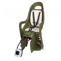 Siège de vélo arrière POLISPORT Groovy RS+ fixation cadre  vert foncé/crème