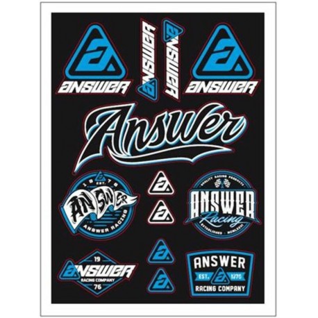 Planche de stickers ANSWER 240x239mm  13 logos prédécoupés