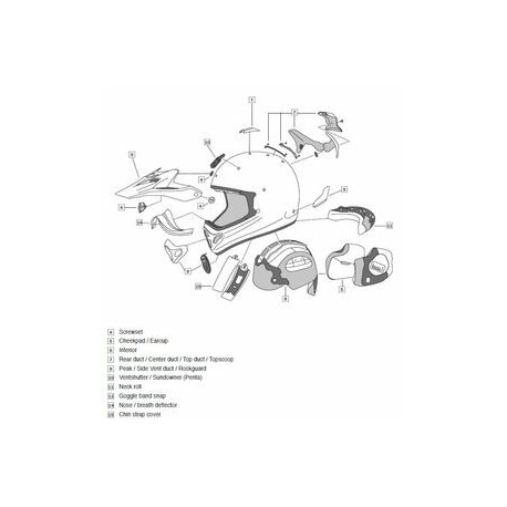 Visière MX V ARAI casque off road Rumble Blue