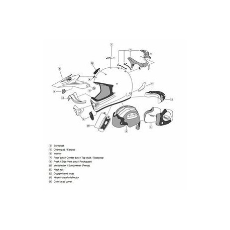 Ventilation de bouche ARAI MX V Bogle Yellow casque off road