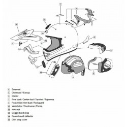 Ventilation de bouche ARAI MX V Bogle Red casque off road