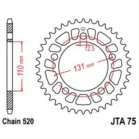 Couronne JT SPROCKETS aluminium Ultra Light 75   520