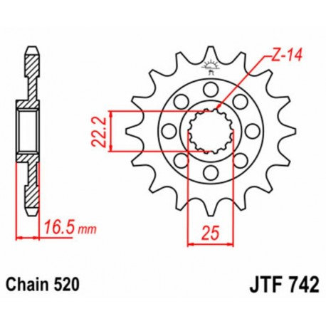 Pignon JT SPROCKETS acier standard 742   520