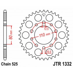 Couronne JT SPROCKETS acier standard 1332   525
