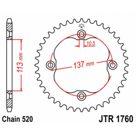 Couronne JT SPROCKETS acier standard 1760   520