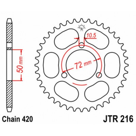 Couronne JT SPROCKETS acier standard 216   420