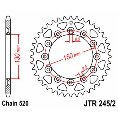 Couronne JT SPROCKETS acier standard 245/2   520