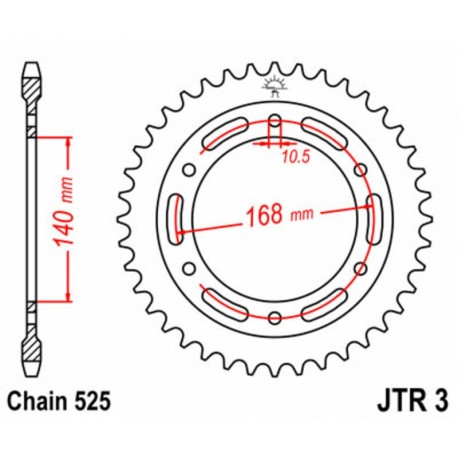 Couronne JT SPROCKETS acier standard 3   525