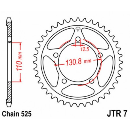 Couronne JT SPROCKETS acier standard 7   525