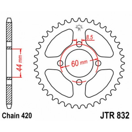 Couronne JT SPROCKETS acier standard 832   420