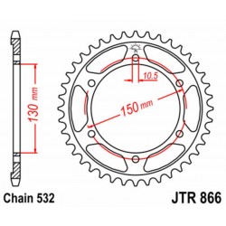 Couronne JT SPROCKETS acier standard 866   532