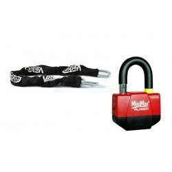 Kit antivol moto homologué VECTOR chaine + antivol MINIMAX avec alarme
