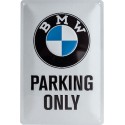 Plaque métal decorative BMW parking only