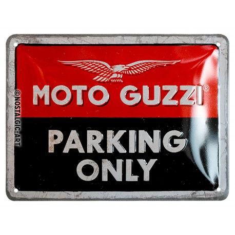 Plaque métal decorative Moto-Guzzi Parking Only