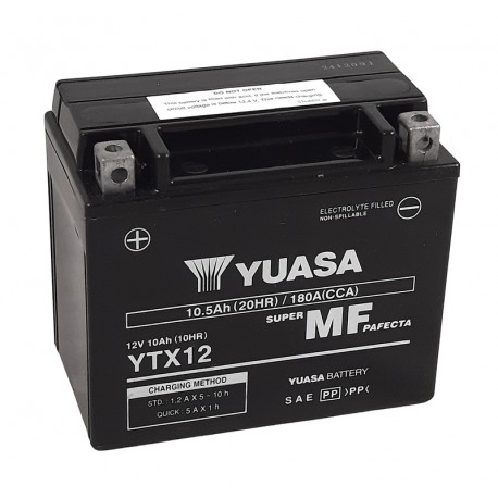 Batterie moto YUASA sans entretien activé d'usine YTX12 FA Batterie moto YUASA sans entretien activé d'usine YTX12 FA