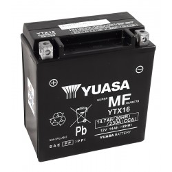Batterie moto YUASA sans entretien activé d'usine YTX16 FA