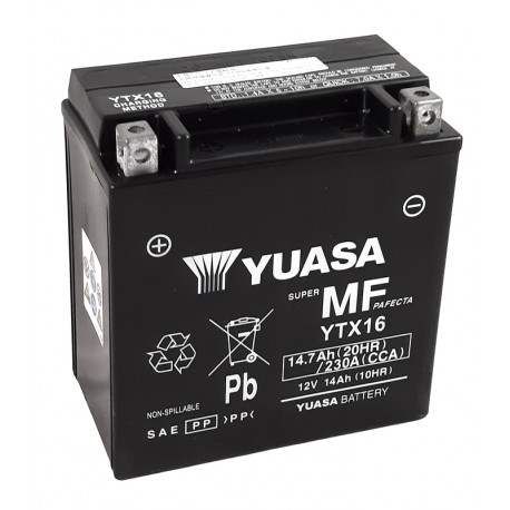 Batterie moto YUASA sans entretien activé d'usine YTX16 FA Batterie moto YUASA sans entretien activé d'usine YTX16 FA