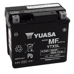 Batterie moto YUASA sans entretien activé d'usine YTX5L FA