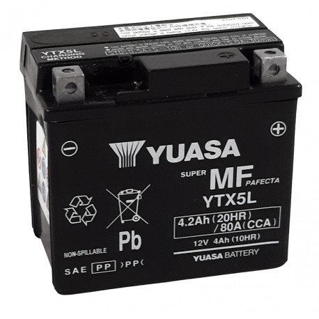 Batterie moto YUASA sans entretien activé d'usine YTX5L FA